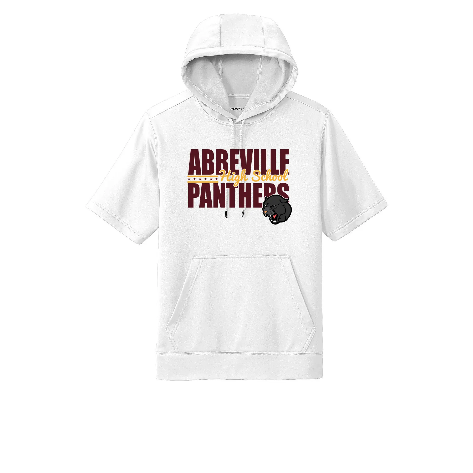 Abbeville High School Panthers Adult Short Sleeve Hoodie - Image 1